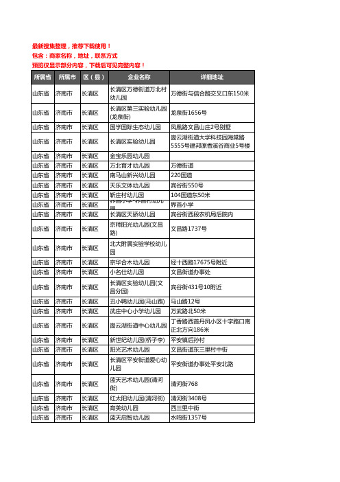 新版山东省济南市长清区幼儿园企业公司商家户名录单联系方式地址大全80家