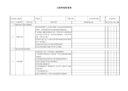 16949过程审核检查表