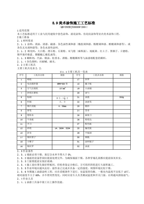 8.9美术涂饰施工工艺标准