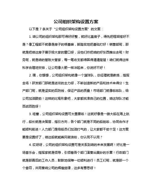 公司组织架构设置方案