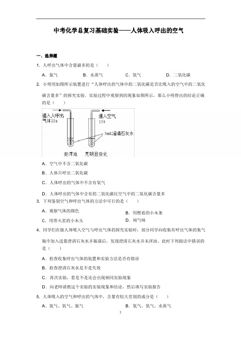 化学中考专题复习《基础实验——人体吸入呼出的空气》提升训练(含答案)