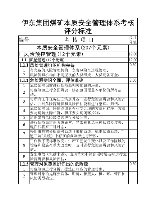 本安体系考核评分标准