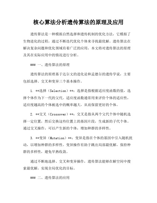 核心算法分析遗传算法的原理及应用