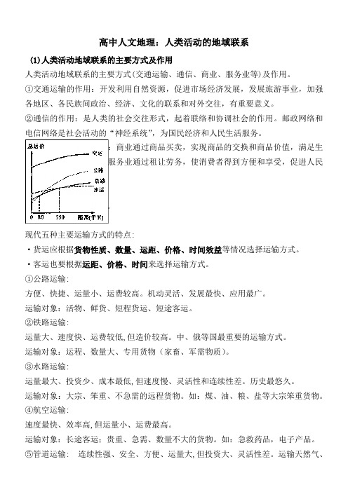 高中人文地理：人类活动的地域联系