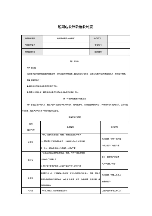 逾期应收账款催收制度