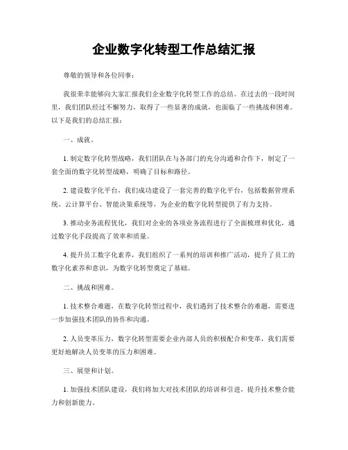 企业数字化转型工作总结汇报