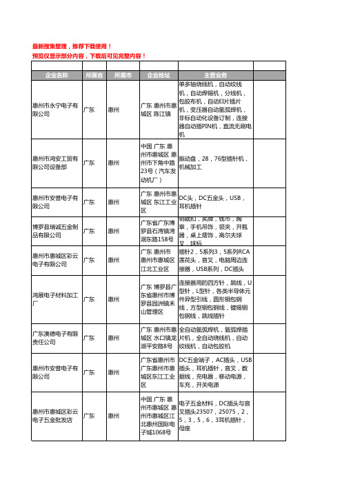新版广东省惠州插针工商企业公司商家名录名单联系方式大全10家