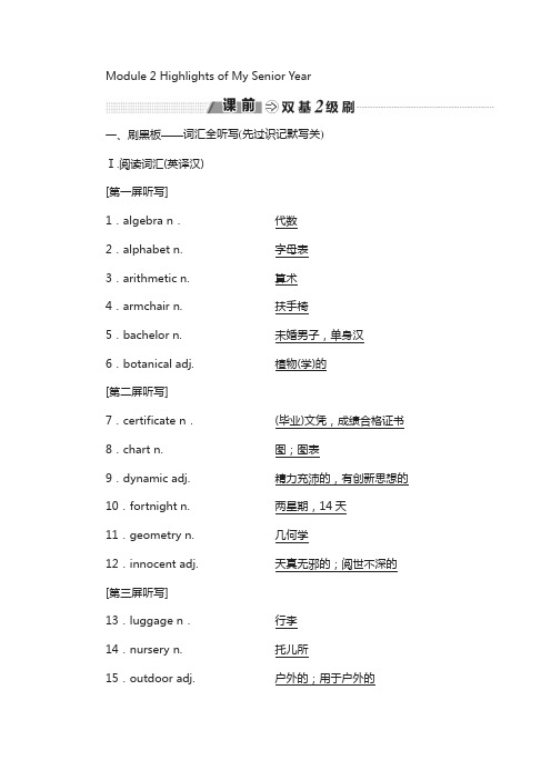 高中英语外研版：选修七 module 2 highlights of my senior year 含答案