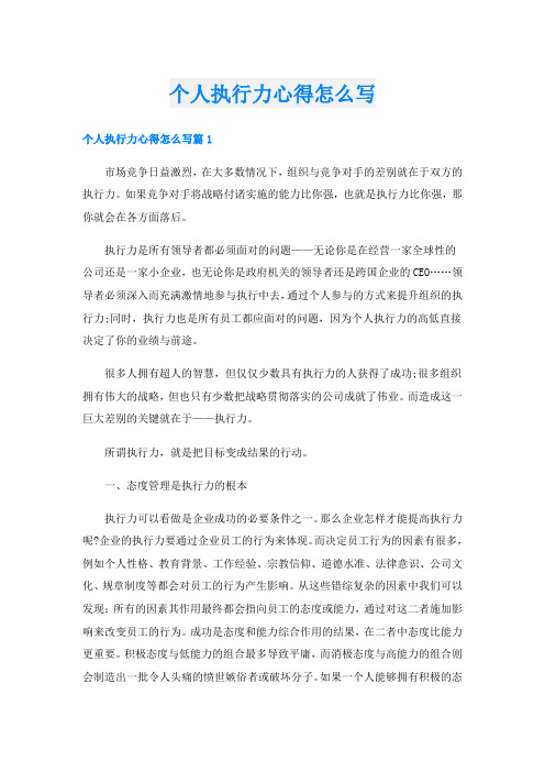 个人执行力心得怎么写