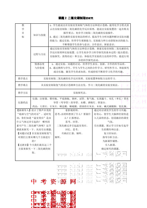 二氧化碳制取的研究教案