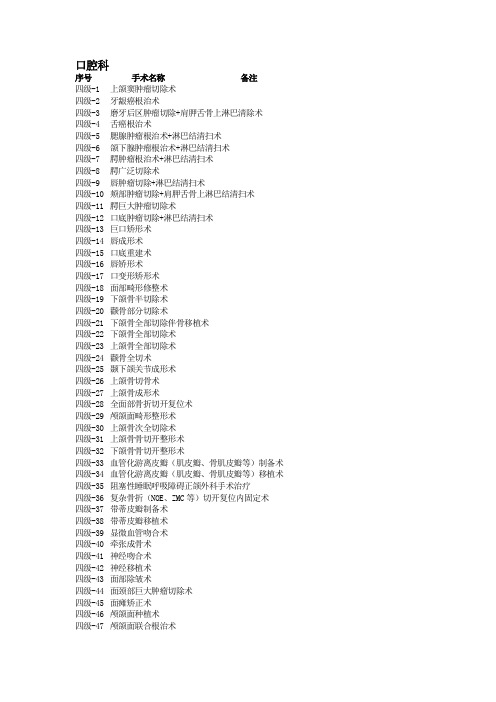 口腔科手术分级