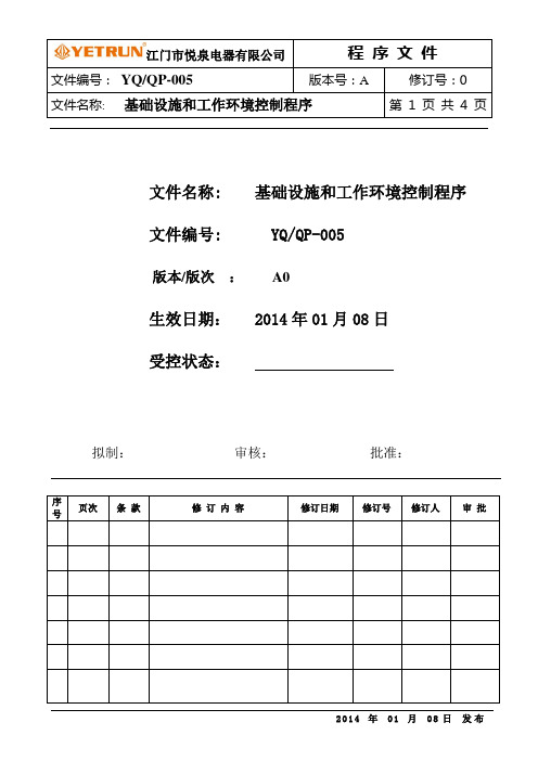 ISO9001-2008基础设施和工作环境