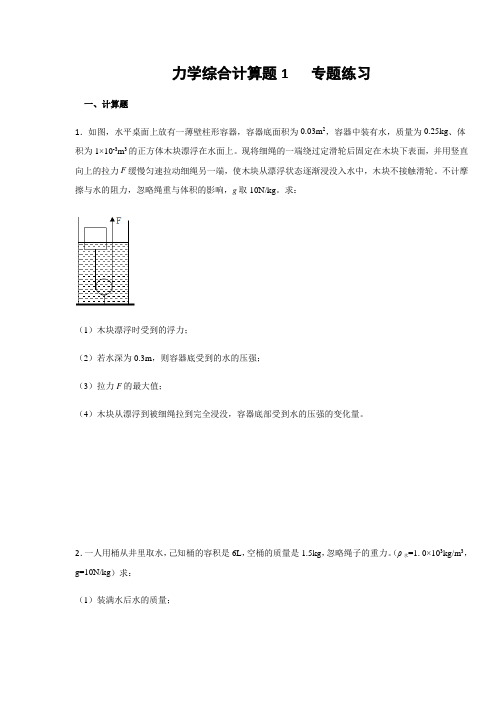 力学综合计算题1  专题练习(含答案)