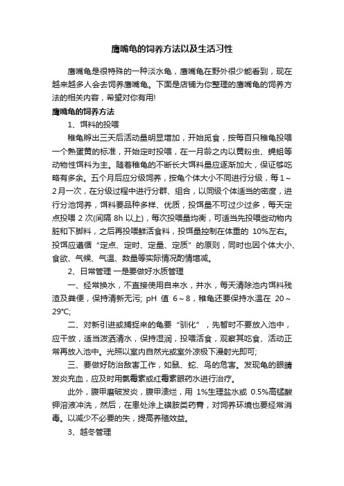 鹰嘴龟的饲养方法以及生活习性