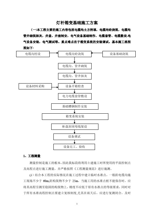 路灯箱变基础施工方案