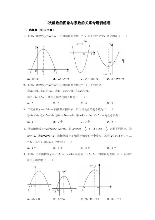 二次函数的图象与系数的关系专题训练卷