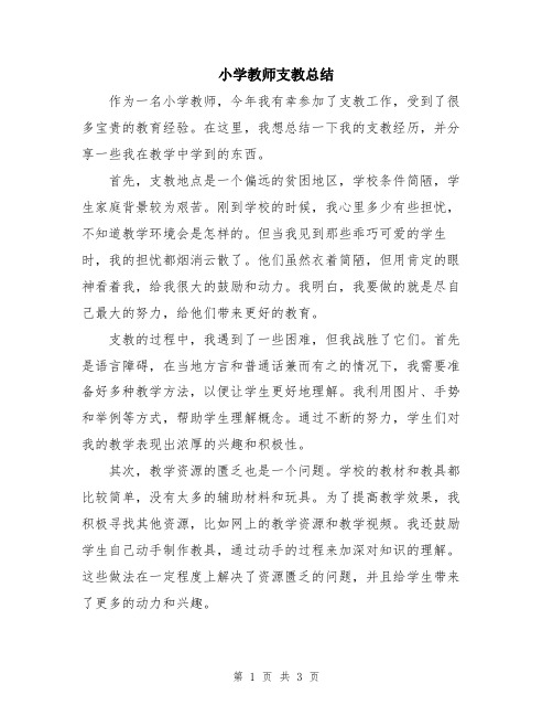 小学教师支教总结