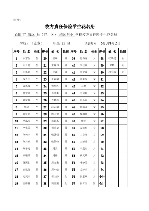 校方责任保险学生花名册4
