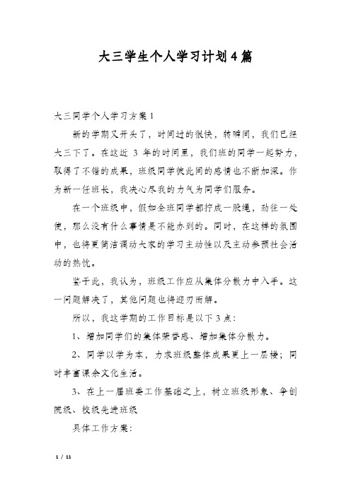 大三学生个人学习计划4篇