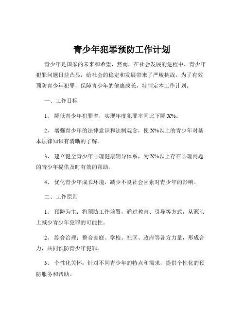 青少年犯罪预防工作计划