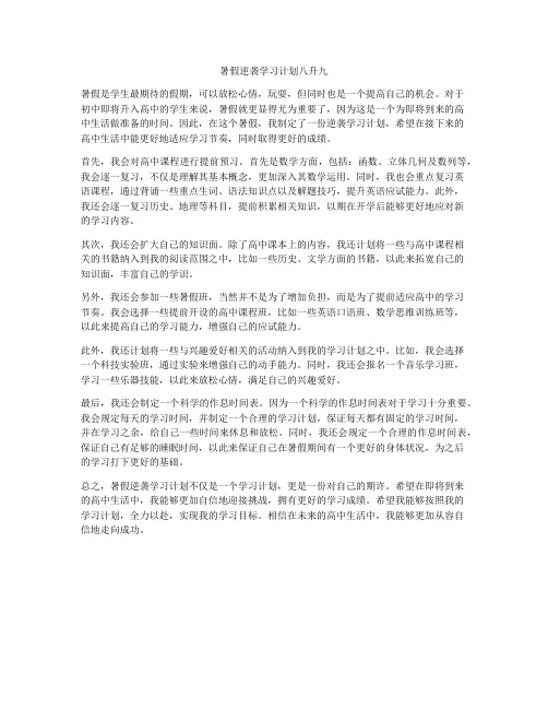 暑假逆袭学习计划八升九