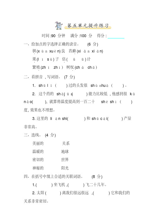 泉州市【部编人教版】2019语文五年级上册-第五单元同步测试卷-能力提升卷-附答案