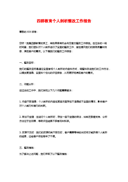 四群教育个人剖析整改工作报告