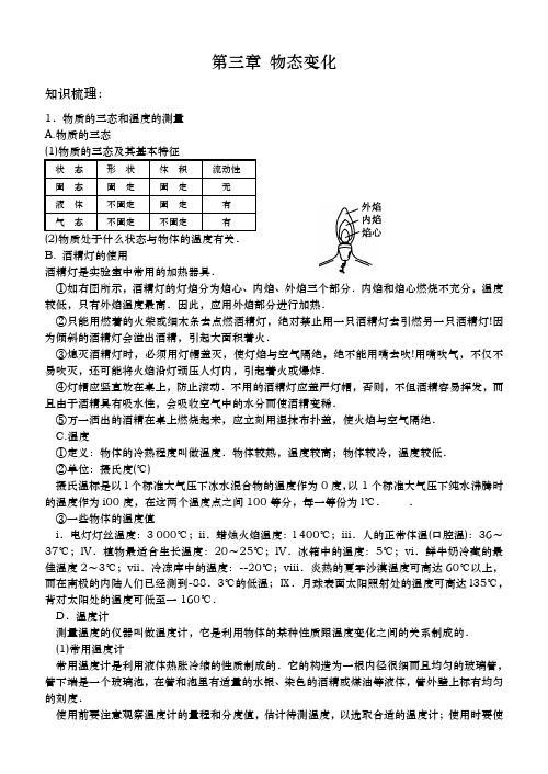 新人教版八年级物理上册《第三章 物态变化》知识点整理(1)