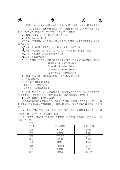 王力中国古代文化常识》重点知识整理