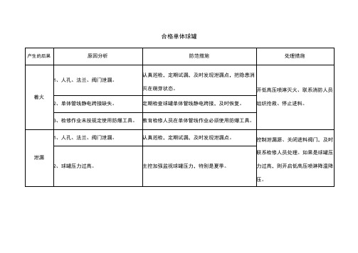 合格单体球罐风险点分析表