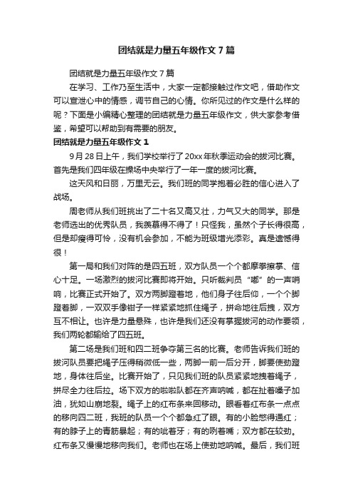 团结就是力量五年级作文7篇