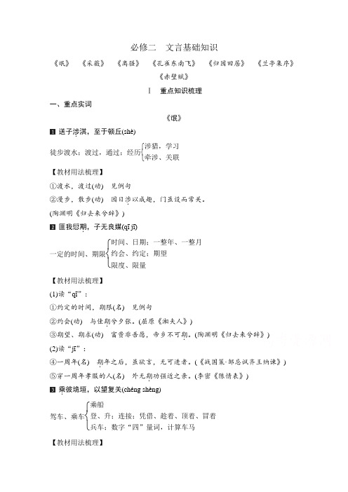 (语文)2016届 高考总复习 (安徽专用)第一部分 教材梳理 必修二 文言基础知识