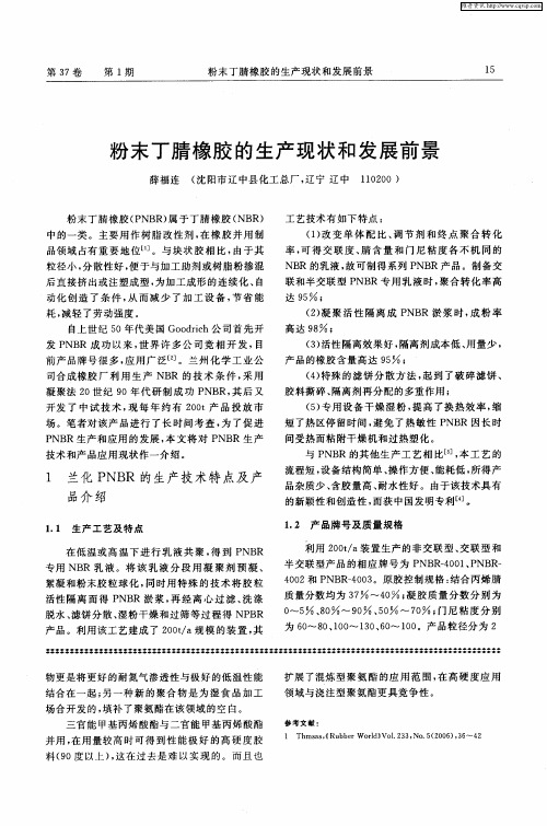粉末丁腈橡胶的生产现状和发展前景