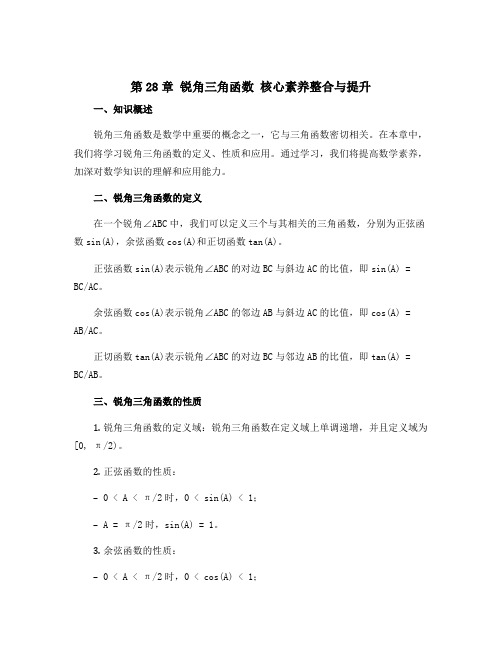 第28章 锐角三角函数 核心素养整合与提升-2022-2023学年九年级全一册初三数学(人教版)