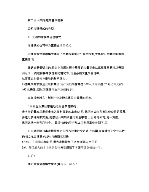 第二讲公司治理的基本框架