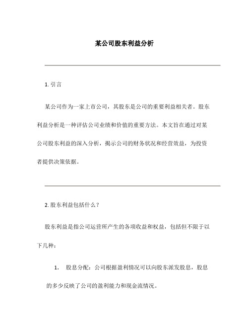 某公司股东利益分析