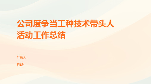 公司度争当工种技术带头人活动工作总结