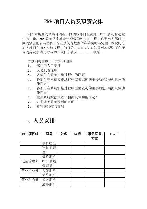 ERP项目人员及职责安排