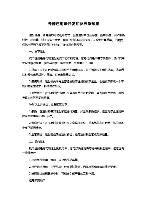 各种注射法并发症及应急预案