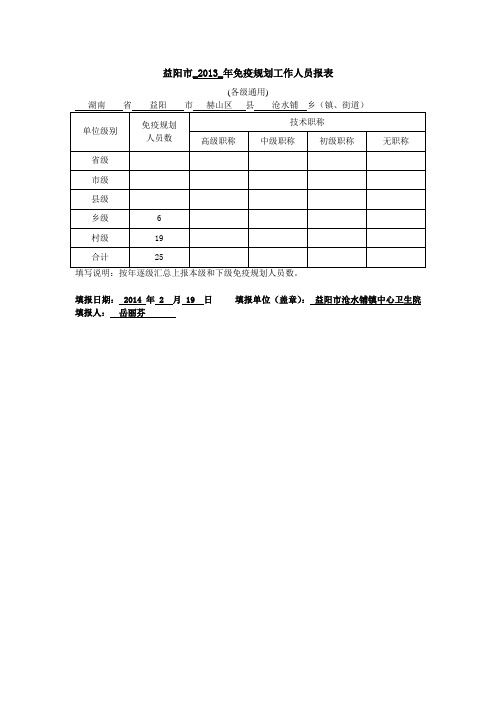 创卫免疫规划相关报表(空白)-2013年