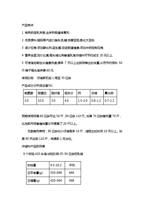 乳猪浓缩料产品介绍