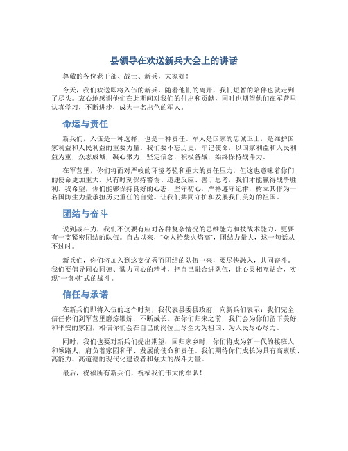 县领导在欢送新兵大会上的讲话