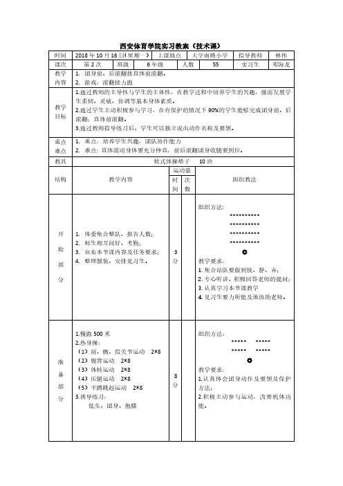 体育生实习教案(体操)