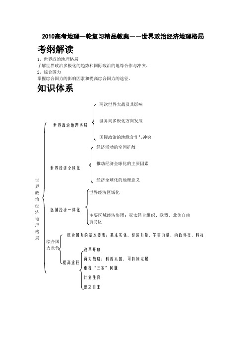 高考地理一轮复习精品教案――世界政治经济地理格局