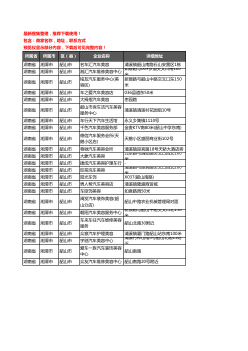 新版湖南省湘潭市韶山市汽车装潢企业公司商家户名录单联系方式地址大全23家