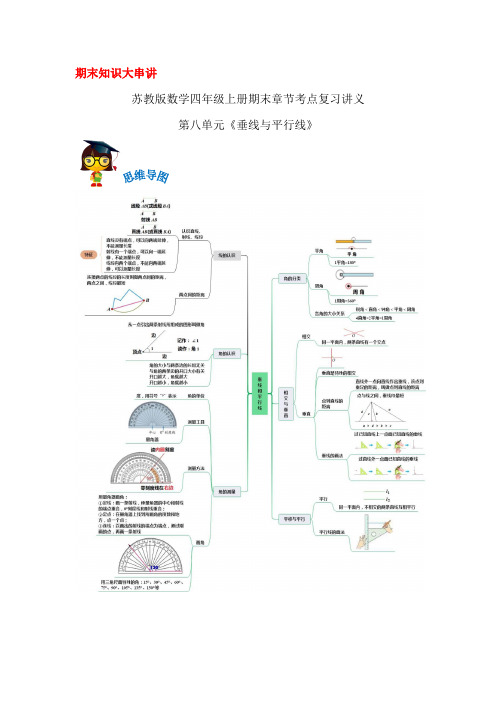 2023-2024年小学数学四年级上册期末考点复习 第八单元《垂线与平行线》(苏教版原卷)