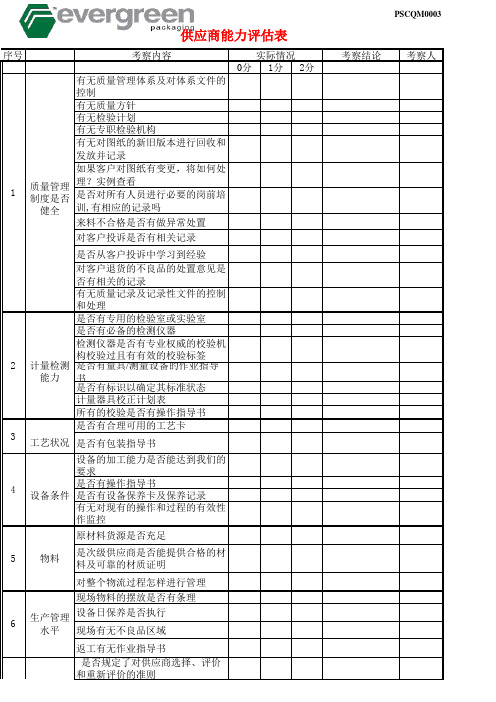 供应商能力评估表