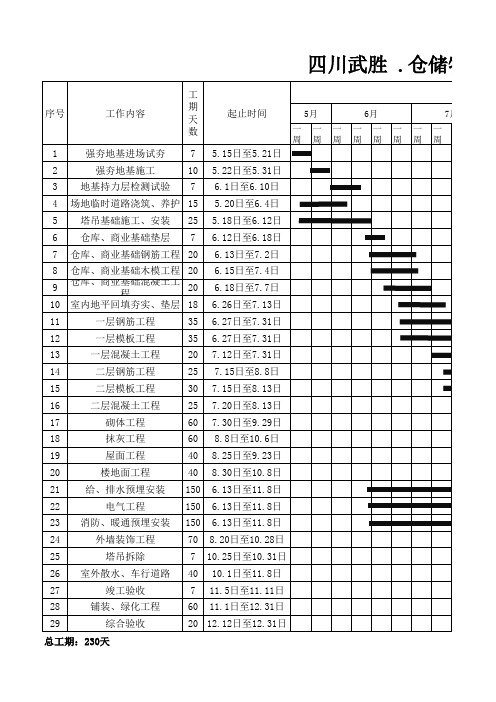 仓储物流项目进度计划横道图