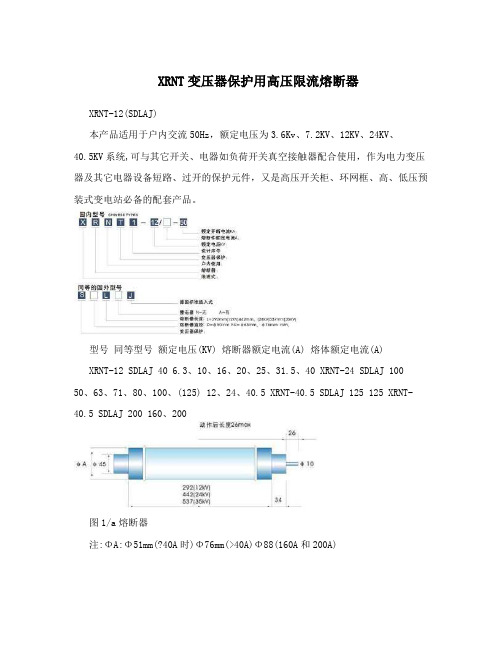 XRNT变压器保护用高压限流熔断器