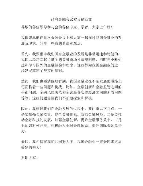 政府金融会议发言稿范文